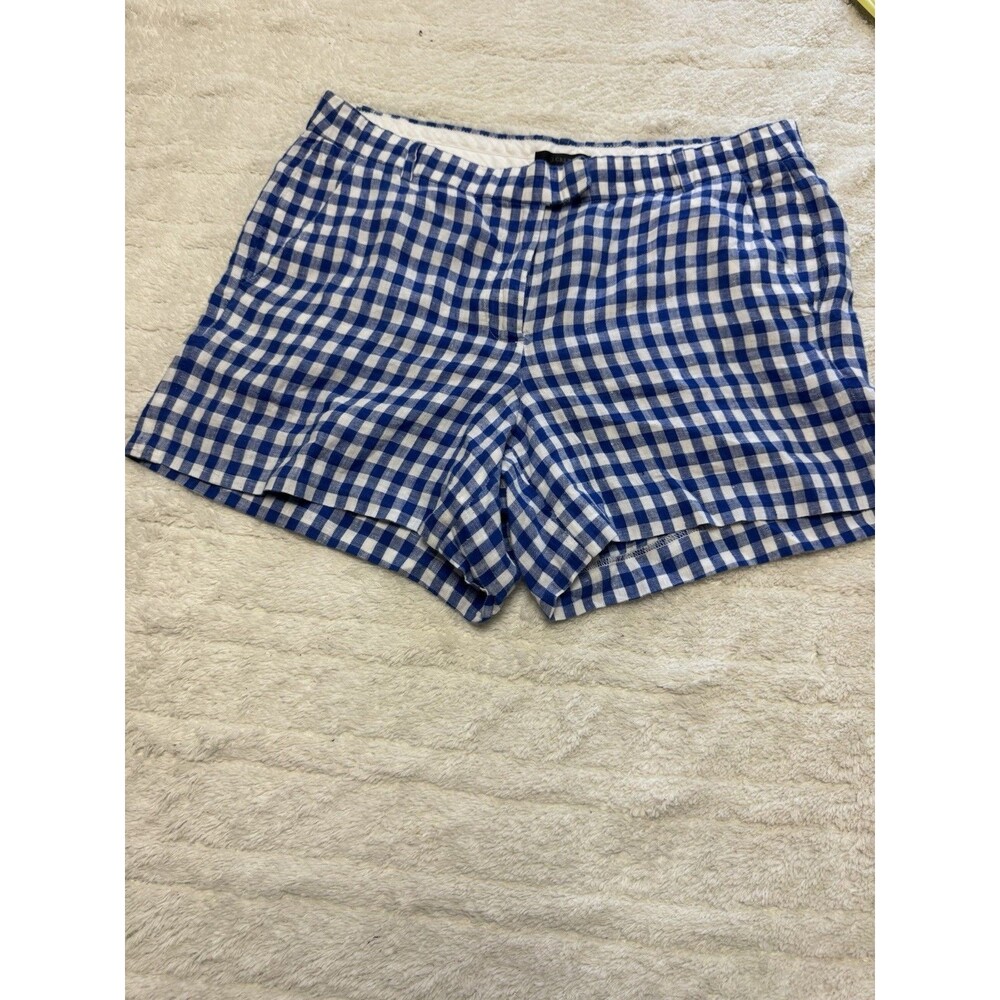 J.Crew Women’s Size 10 Blue White Gingham Check Shorts Cotton Casual